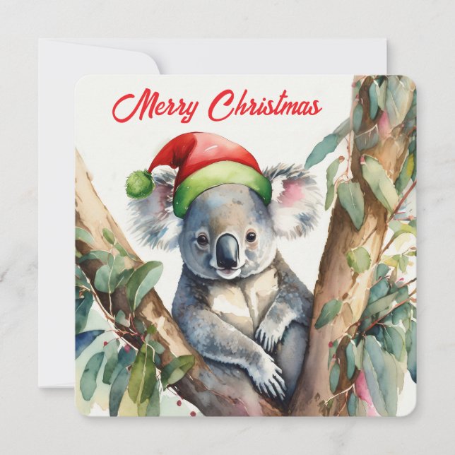 Feliz Navidad Koala sentado en Gumtree (Anverso)