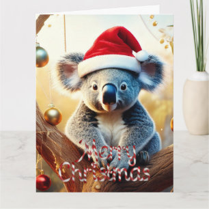 Feliz Navidad Koala sentado en la tarjeta de Gumtr