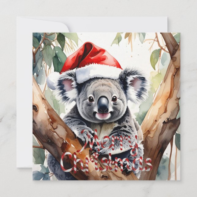 Feliz Navidad Koala sentado en la tarjeta de Gumtr (Anverso)
