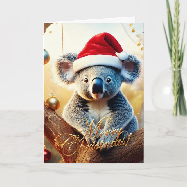 Feliz Navidad Koala sentado en la tarjeta de Gumtr (Anverso)