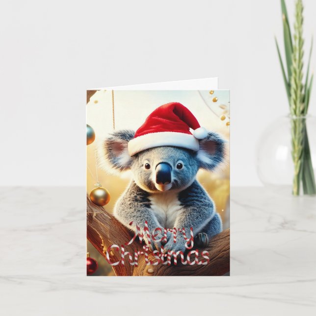 Feliz Navidad Koala sentado en la tarjeta de Gumtr (Anverso)