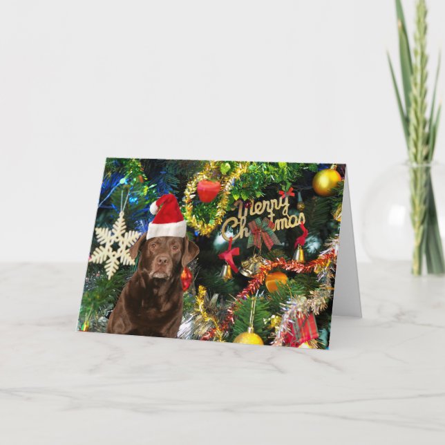 Feliz Navidad Labrador Recuperador Perro Santa Hat (Anverso)
