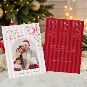 Feliz Navidad Lazo Dibujado a Mano Rojo