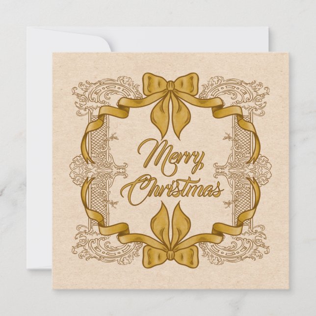 Feliz Navidad Lazo Dorado Vintage (Anverso)