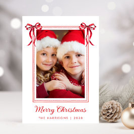 Feliz Navidad Lazos Rojos Foto Acuarela