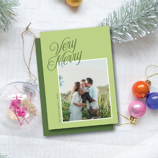 Feliz Navidad Letra Elegante Una Foto Verde