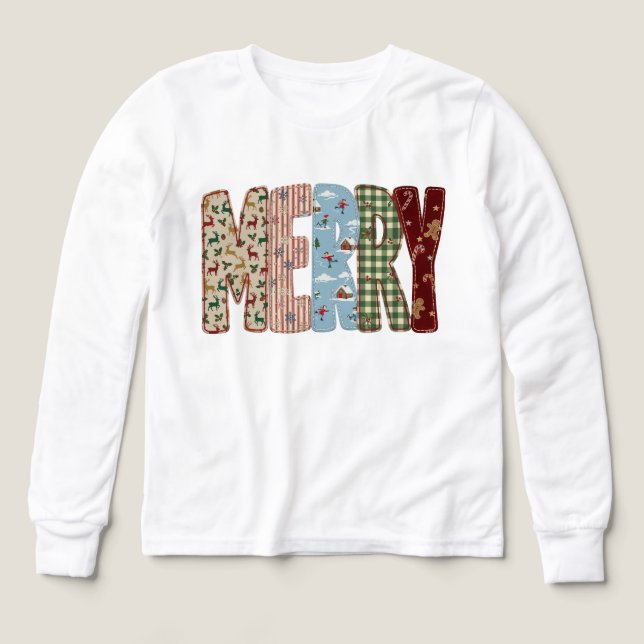 Feliz Navidad Letras de Patchwork Vintage | Invier (Diseño frontal)