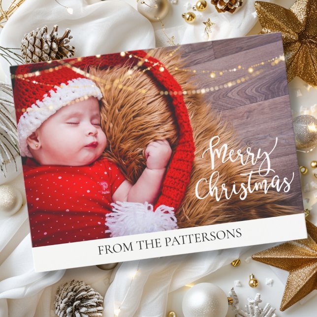 Feliz Navidad Lichter Kundenspezifische Foto (Personalized, Merry Christmas Lichter Kundenspezifische Foto Holiday Postcard)