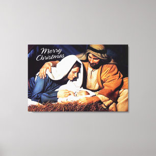 Feliz Navidad Lienzo Envuelto Estampa de la Nativi