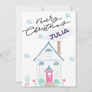 feliz navidad linda rustia tarjeta graciosa