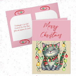 Feliz Navidad lindo gato sonriente baudias rosado