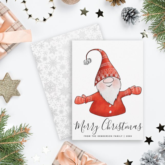 Feliz navidad lindo gnomo blanco rojo moderno (Subido por el creador)