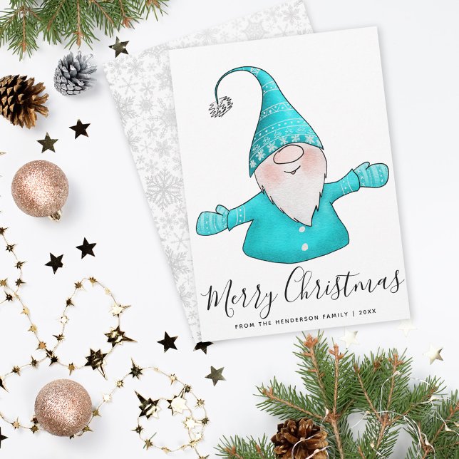 Feliz navidad lindo gnomo blanco Verde azulado azu (Subido por el creador)