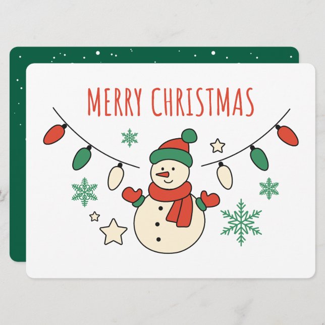 Feliz Navidad, lindo muñeco de nieve, luces de Nav (Anverso / Reverso)