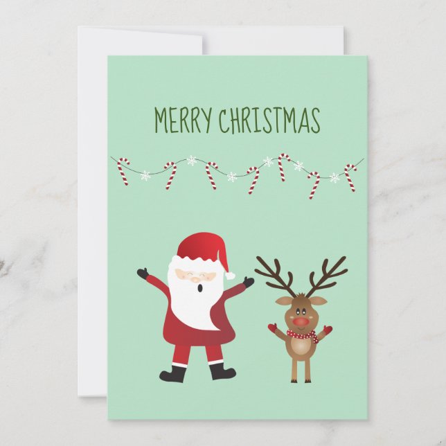 Feliz Navidad Lindo Santa Claus Reno (Anverso)