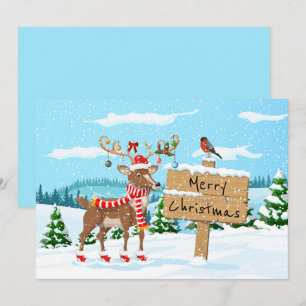 Feliz Navidad Lindos Rudolph y Pájaro