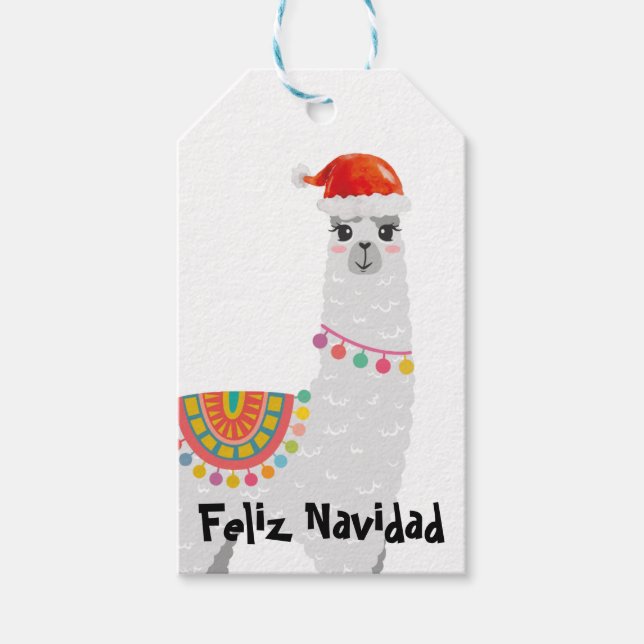 Feliz Navidad Llama a Navidades etiqueta de regalo (Anverso)