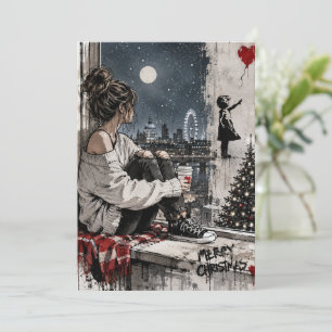 Feliz Navidad Londres Tarjeta Plana de Noche