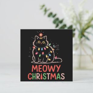 Feliz Navidad Luces de Navidad Pijama de Gato Negr