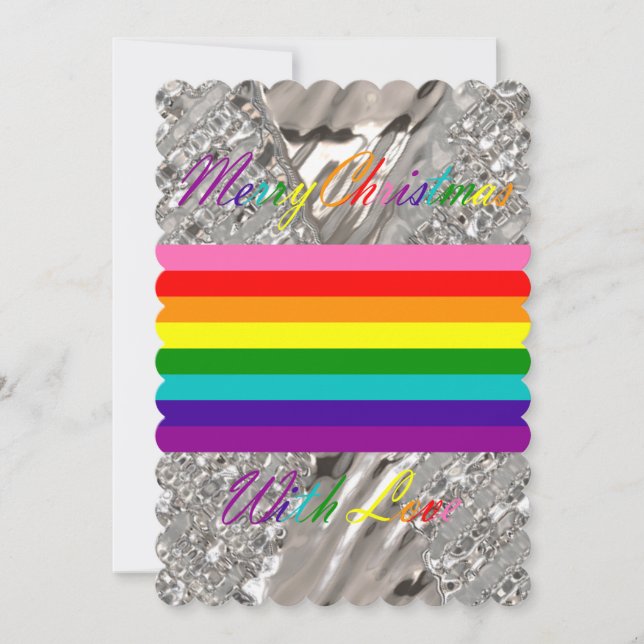 Feliz Navidad Luces de Plata Elegante LGBT Arcoiri (Anverso)
