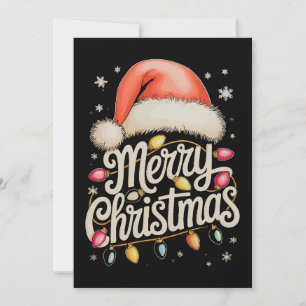 Feliz Navidad Luces Santa Hat Familia de Navidad