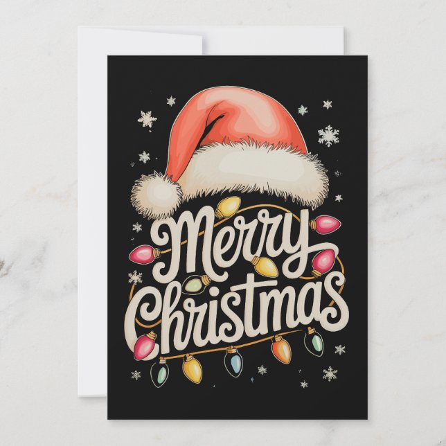 Feliz Navidad Luces Santa Hat Familia de Navidad (Anverso)