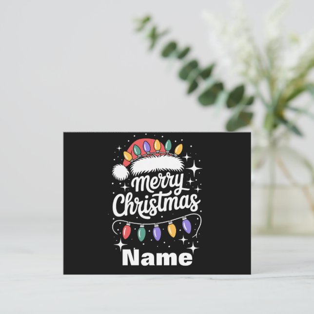 Feliz Navidad Luces Santa Hat regalo personalizado (Anverso de pie)