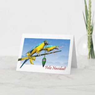 Feliz Navidad Macaw Parrot Tarjeta de Navidades Es