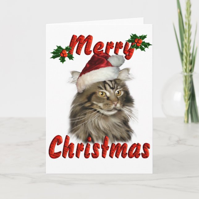 Feliz Navidad Maine Coon Cat (Anverso)