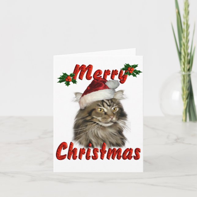 Feliz Navidad Maine Coon Cat (Anverso)