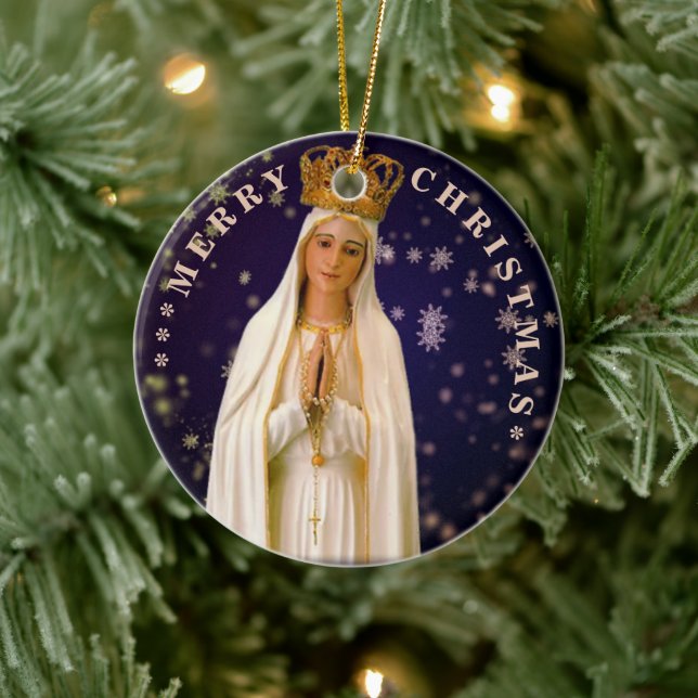 Feliz Navidad| María virgen| Ornamento cerámico (Árbol)
