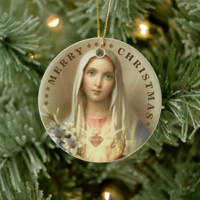 Feliz Navidad | María virgen | Ornamento cerámico (Árbol)