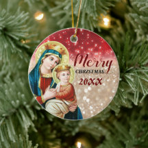 Feliz Navidad| María virgen| Ornamento cerámico