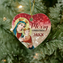 Feliz Navidad| María virgen| Ornamento cerámico