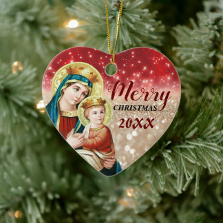 Feliz Navidad| María virgen| Ornamento cerámico