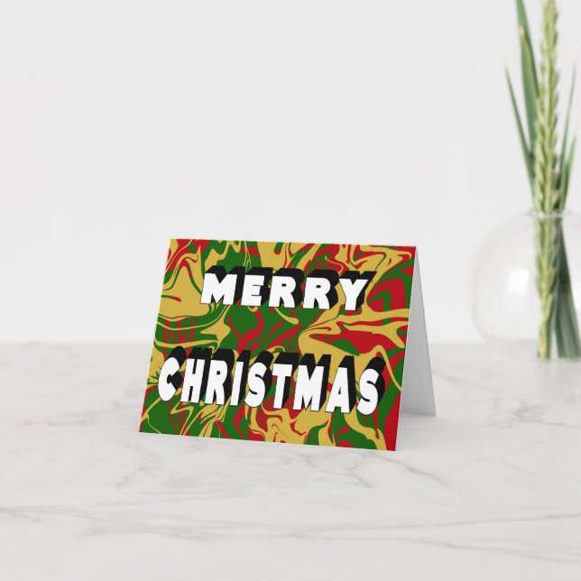Feliz Navidad Mármol Rojo Verde Dorado  (Anverso)
