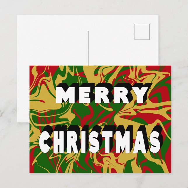 Feliz Navidad Mármol Rojo Verde Dorado  (Anverso / Reverso)