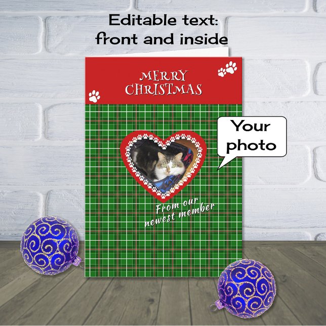 Feliz Navidad mascota foto cheque verde rojo (Subido por el creador)