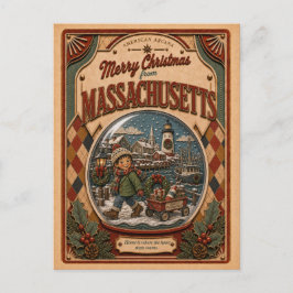 Feliz Navidad Massachusetts Globo de Nieve Antiguo
