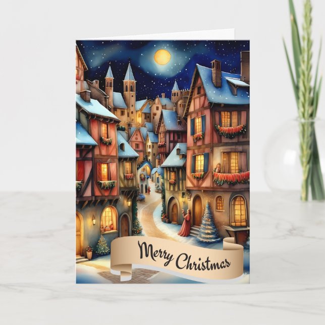 Feliz Navidad Medieval Village Escenario de vacaci (Anverso)