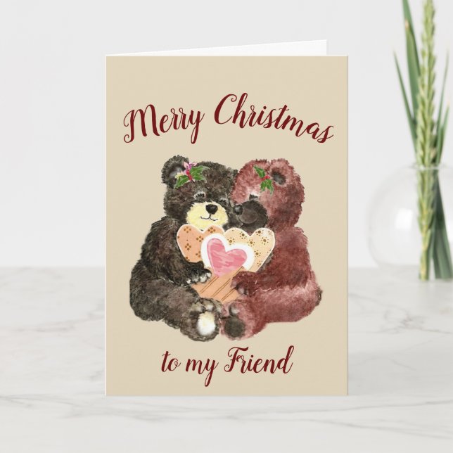 Feliz Navidad Mejor Amigo Cute Teddy Bear Hugs (Anverso)