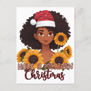 Feliz Navidad Melanina negra mujer navideña árbol