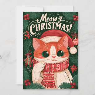 Feliz Navidad Meow divertida Tarjeta de Navidad de