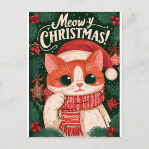 Feliz Navidad Meow divertida Tarjeta de Navidad de