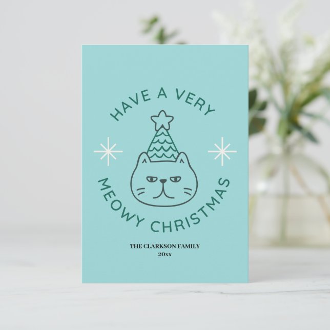Feliz Navidad Meowy, Tarjeta divertida de Navidad (Anverso de pie)