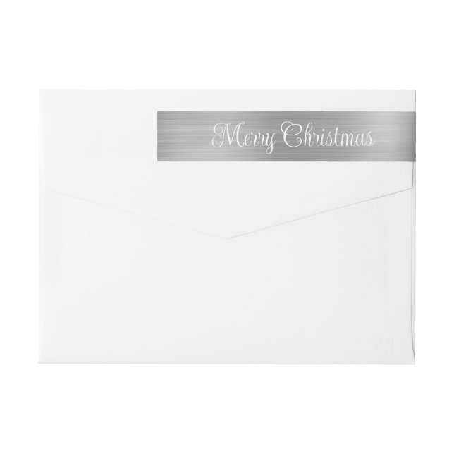 Feliz Navidad Metálica Plata Caligrafía Blanca (Reverso)