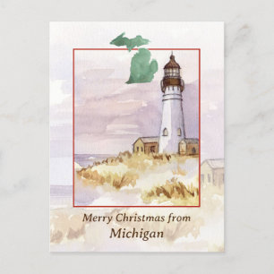 Feliz Navidad Michigan Lighthouse Nieve de inviern