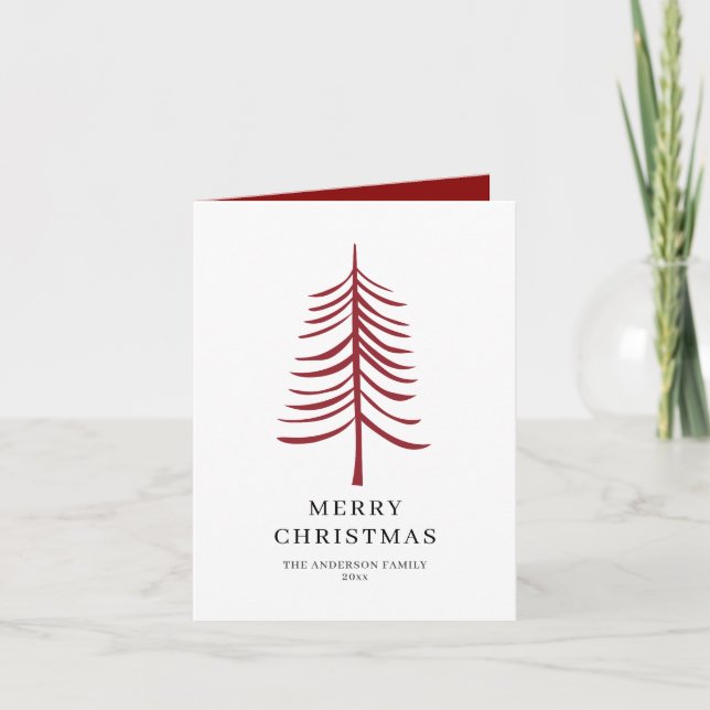 Feliz Navidad Minimalista Árbol moderno rojo (Anverso)