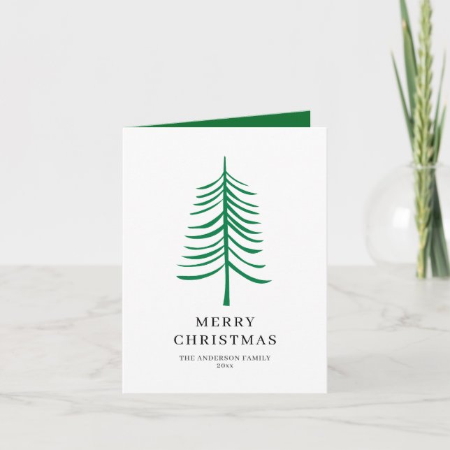 Feliz Navidad Minimalista árbol verde moderno (Anverso)