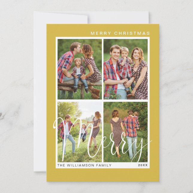 Feliz Navidad Minimalista foto de cuatro plazas (Anverso)